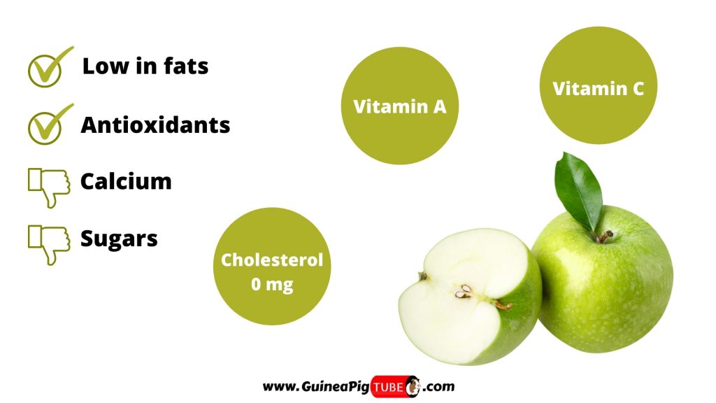 Ficha nutricional de las manzanas verdes para cobayas